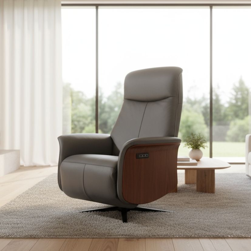 Počivalnik Bor temno sivo usnje